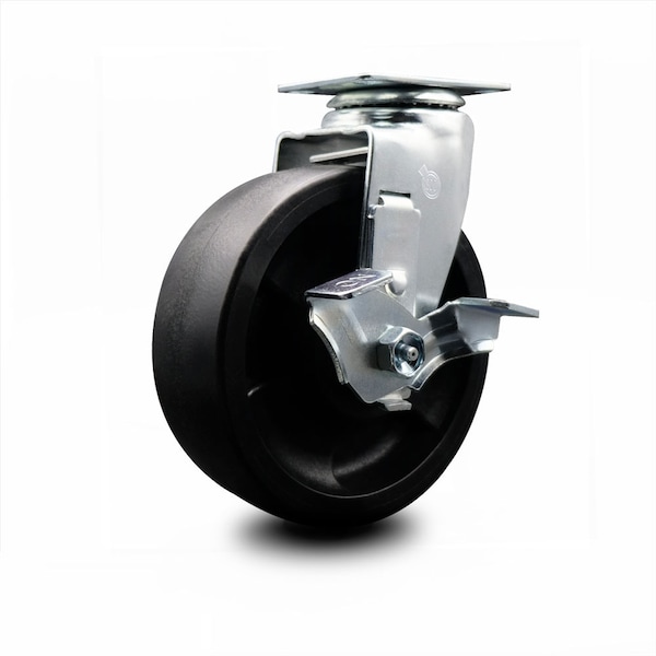 6 Inch Glass Filled Nylon Swivel Caster with Roller Bearing and Brake SCC